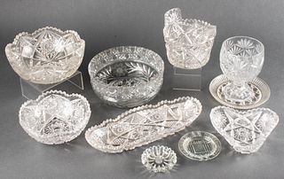Collection of Cut Crystal & Pressed Glass, 10 Pcs.