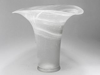 Satin Glass Vase W Wide Flare Rim