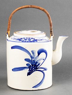 Large Chinese Blue & White Ceramic Teapot