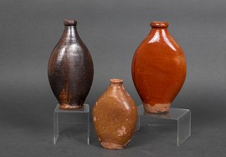 American Redware Pottery Bottle Vases, 3
