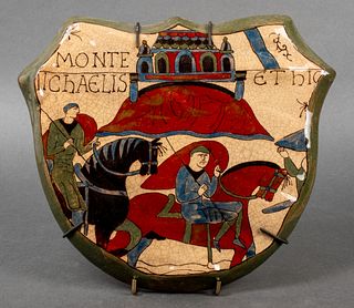 French Normandie Glazed Earthenware Shield Plaque
