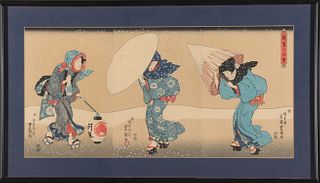 Japanese Woodblock Print Triptych