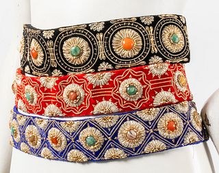 Indian Metallic Embroidered & Hard Stone Belts, 3