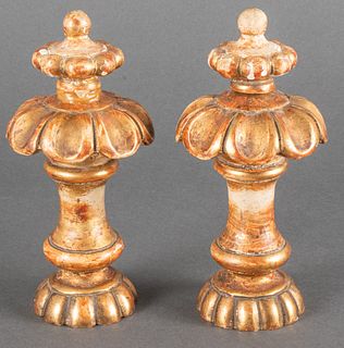 Italian Giltwood Carved Finials, Pair