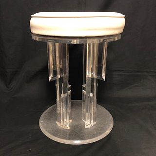 Lucite stool with white round seat