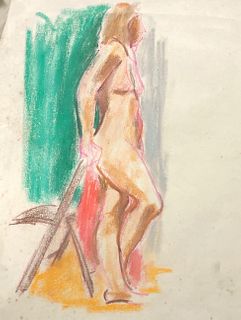 M Carter 14" x 11" color pencil on paper nude