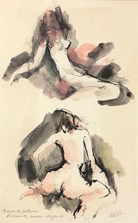 Title: Susan England Nude abstract Watercolor Painting