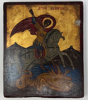 Antique Orthodox Greek Religious Icon