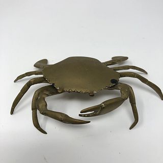 Vintage Brass Blue Claw Crab Ash Tray