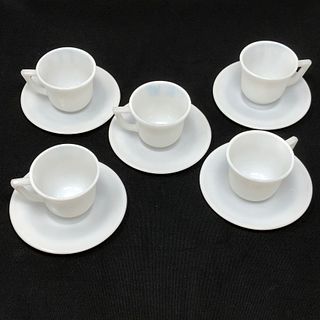 Vintage Mid Century Opaque Milk Glass Demitasse 5 Cups