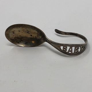 Vintage Sterling Silver Baby Spoon W STERLING stamped