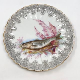 LIMOGE 8.5" Gilt Rim Plate - Mackerel 2