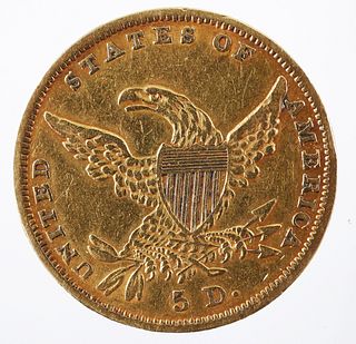 1836 Half Eagle $5 Liberty Gold US Coin 