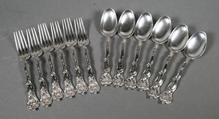 12 pcs SHIEBLER Sterling Silver Spoon Fork 