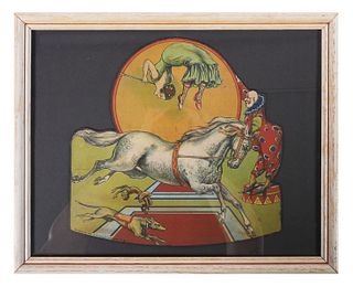 1913 Circus Lithograph Toy, Acrobat on Horse
