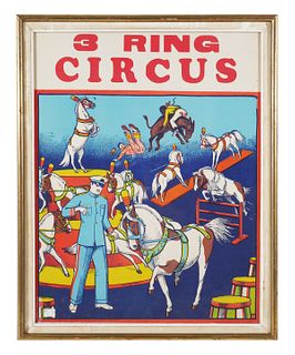 3-RING CIRCUS Lithograph Poster, c1950s