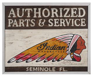 INDIAN MOTORCYCLES, Stenciled Wood Sign