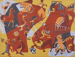 JULIE HITT, Mid-Century Modern Circus Painting