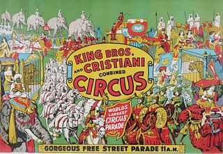 1950s Circus Poster, King Bros. & Cristiani