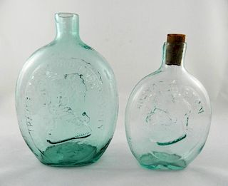 2 Washington aqua flasks