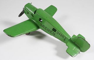 HUBLEY Cast Iron Toy Green BREMEN Airplane 