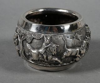 Old Burmese Silver Repousse Bowl
