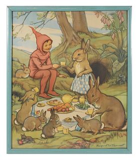 Margaret Tarrant, An Elf to Tea, 1930s Poster