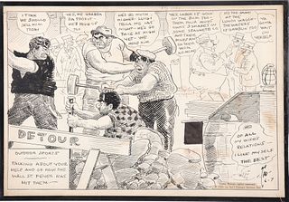 Tad Dorgan "Outdoor Sports" Comic Strip Drawing