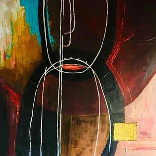 Signed Abstract oil Painting On Canvas