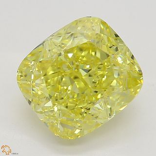2.10 ct, Intense Yellow/IF, Cushion cut Diamond 