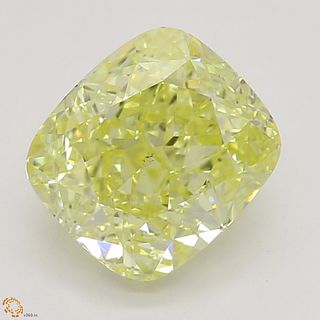 1.50 ct, Intense Yellow/VS2, Cushion cut Diamond 