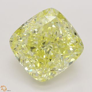 5.26 ct, Intense Yellow/IF, Cushion cut Diamond 
