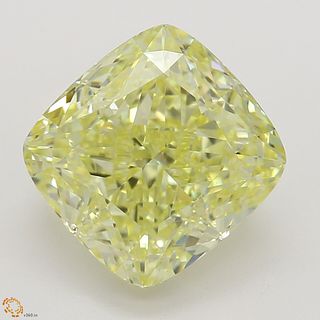 3.23 ct, Yellow/VS2, Cushion cut Diamond 