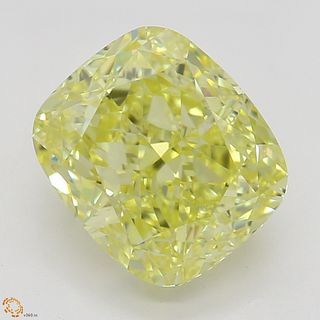 2.21 ct, Intense Yellow/IF, Cushion cut Diamond 