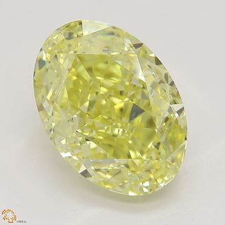 3.65 ct, Intense Yellow/IF, Oval cut Diamond 