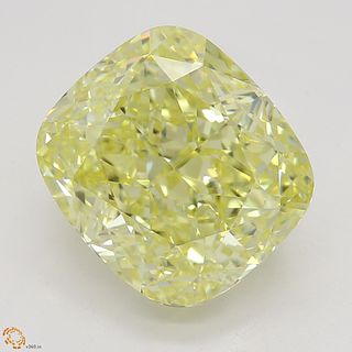 3.51 ct, Yellow/VVS2, Cushion cut Diamond 