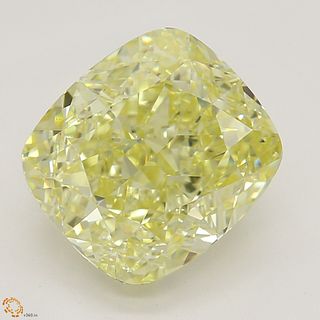 3.09 ct, Yellow/VVS2, Cushion cut Diamond 