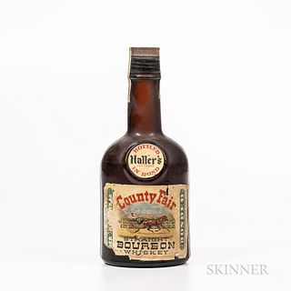 Haller's County Fair Straight Bourbon Whiskey 4 Years Old 1946, 1 4/5 quart bottle Spirits cannot be shipped. Please see http://bit...