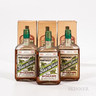Kentucky Greenbrier 11 Years Old 1913, 3 pint bottles (oc) Spirits cannot be shipped. Please see http://bit.ly/sk-spirits for more i...