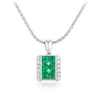 Emerald and Diamond Pendant Necklace