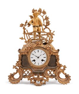 A Continental Gilt Metal Mantel Clock