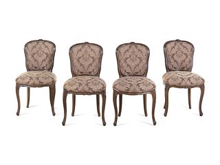 A Set of Four Louis XV Style Beechwood Side Chairs