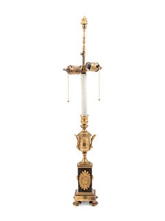 An Empire Gilt Bronze Table Lamp