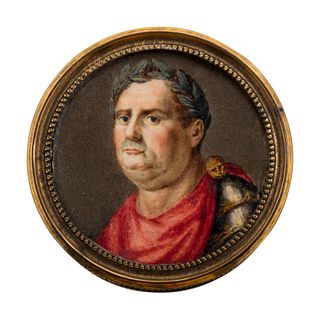 A Continental Gilt Metal and Tortoise Shell Mounted Portrait Snuff Box