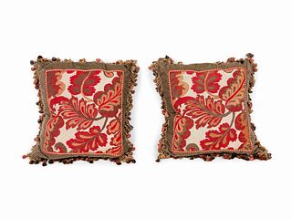 A Collection of Six Needlepoint and Tapestry Upholstered Cushions