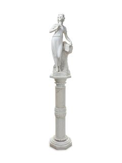 An Italian Marble Figure and Associated Pedestal