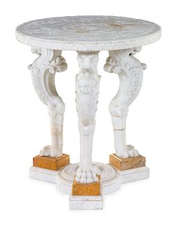 A Neoclassical Carved Marble Center Table