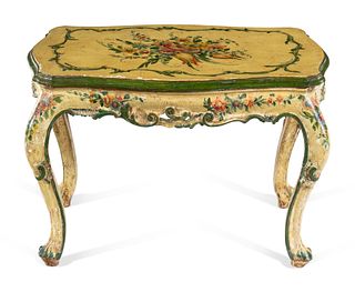 A Venetian Polychrome Decorated Low Table