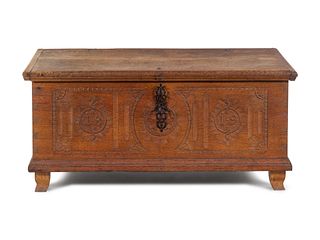 A Continental Carved Oak Blanket Chest
