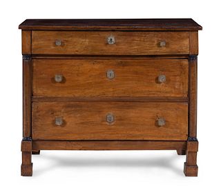 A Continental Neoclassical Walnut Chest of Drawers